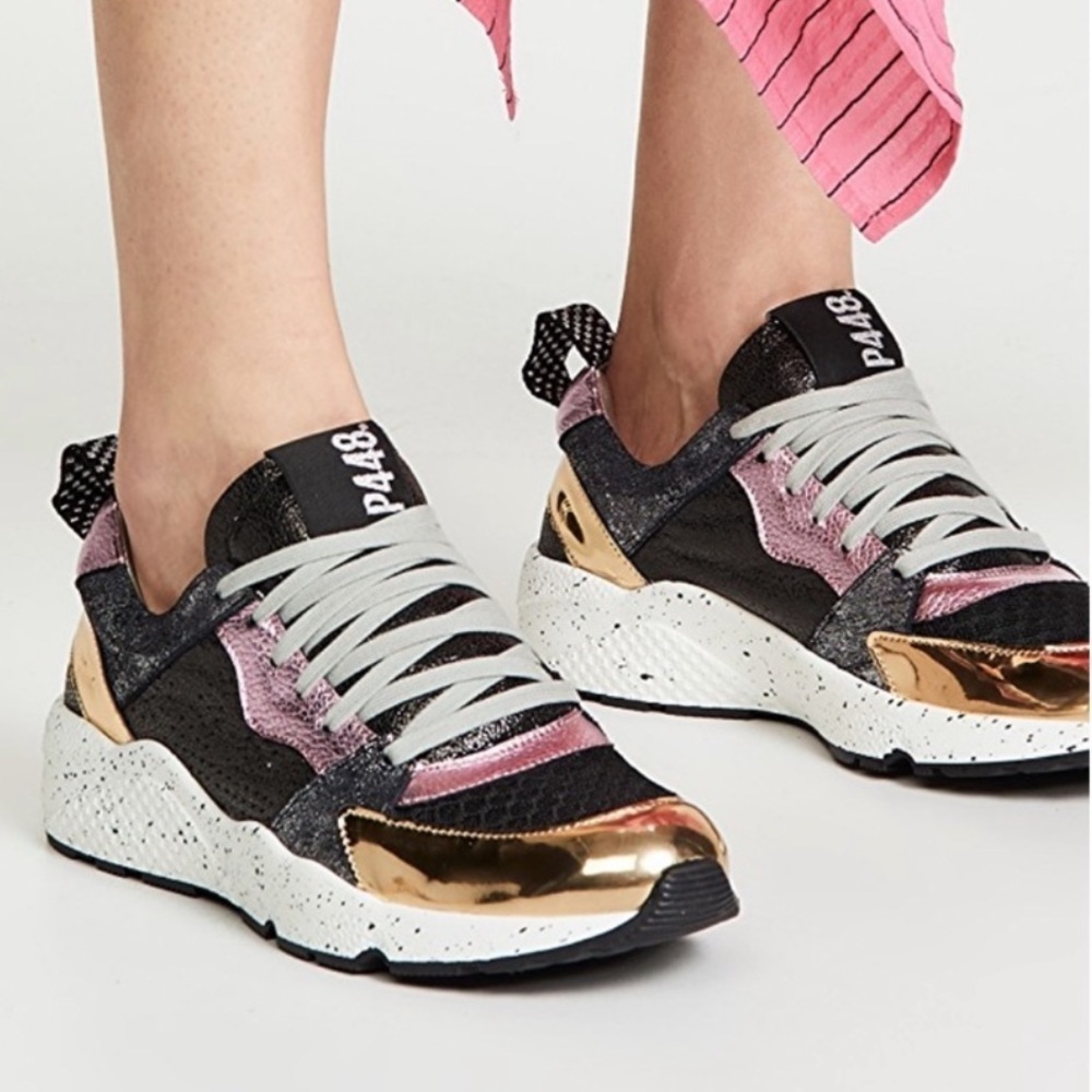 P448 Women's Sneakers - Black, Pink, Gold Accents size 36